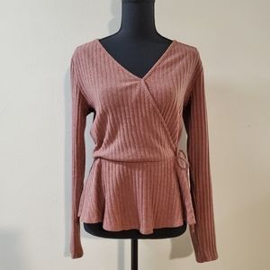 Wrap knit sweater, Women's Sienna Sky, Rose or Rust Color, Medium